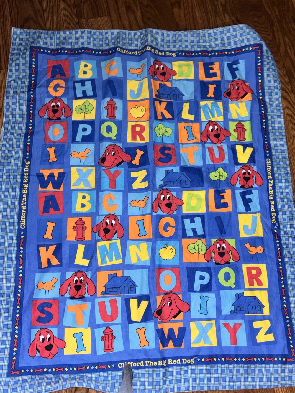 Vtg. 36"x34" CLIFFORD the BIG RED DOG 100% cotton"ABC Alphabet" Fabric Panel